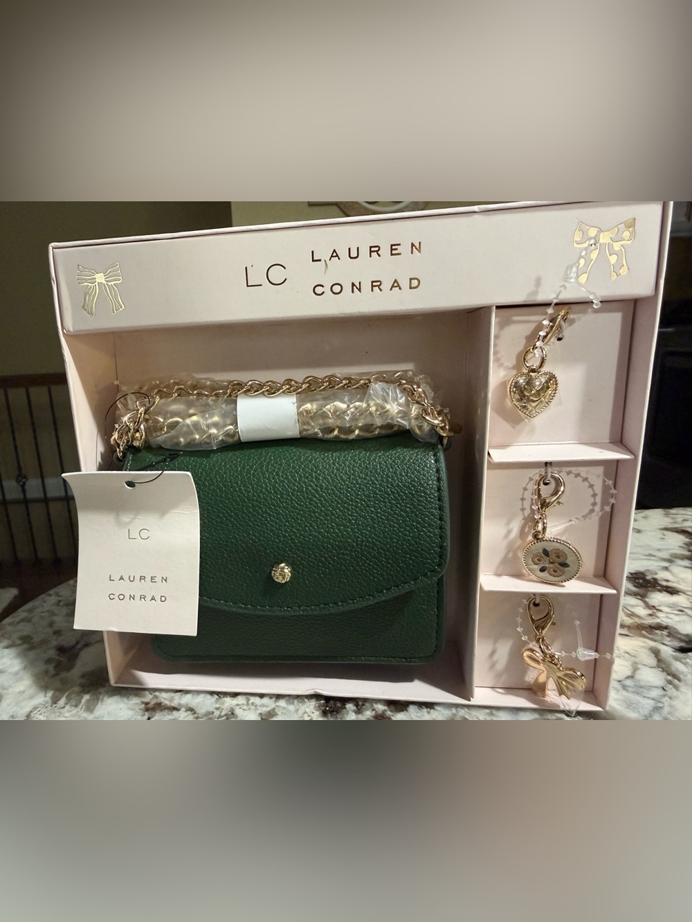 LC Lauren Conrad Flap Chain Wallet & Charms Gift Set NWT